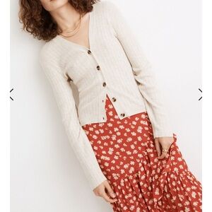 Madewell Pointelle Ribbed Cardigan Sweater.